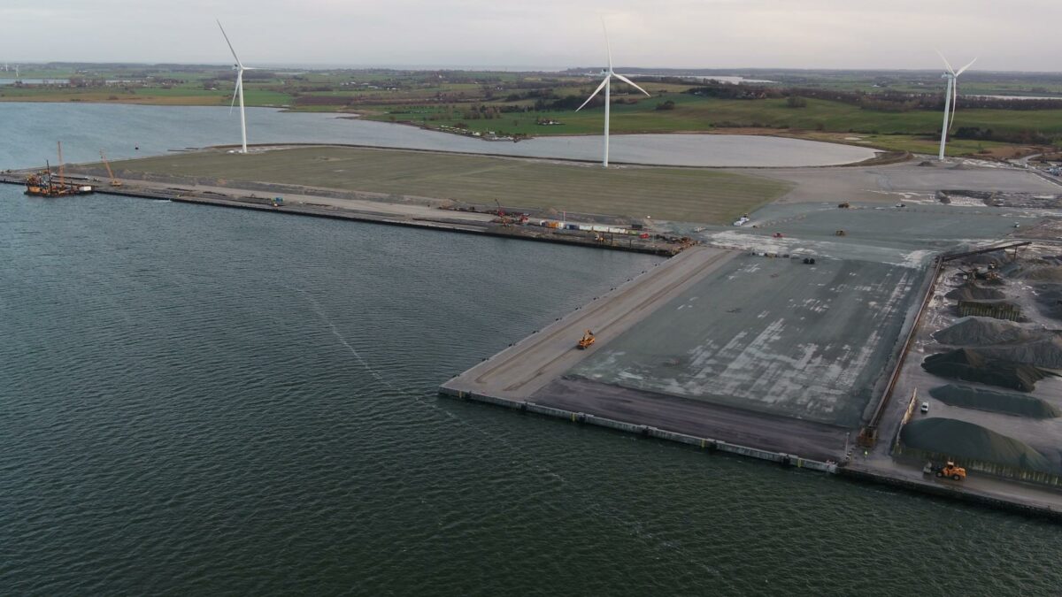 Hele havneudvidelsen er planlagt til aflevering sidst i 2020. Pressefoto.