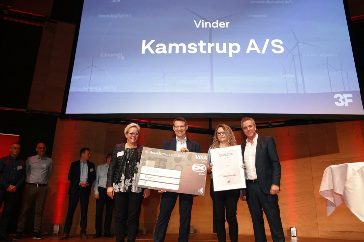 Virksomheden Kamstrup, der blandt andet producerer el- og vandmålere, har vundet titlen som Årets Arbejdsplads 2019 foran blandt andre Brdr. Dahl. Pressefoto: Kennet Havgaard/3F.