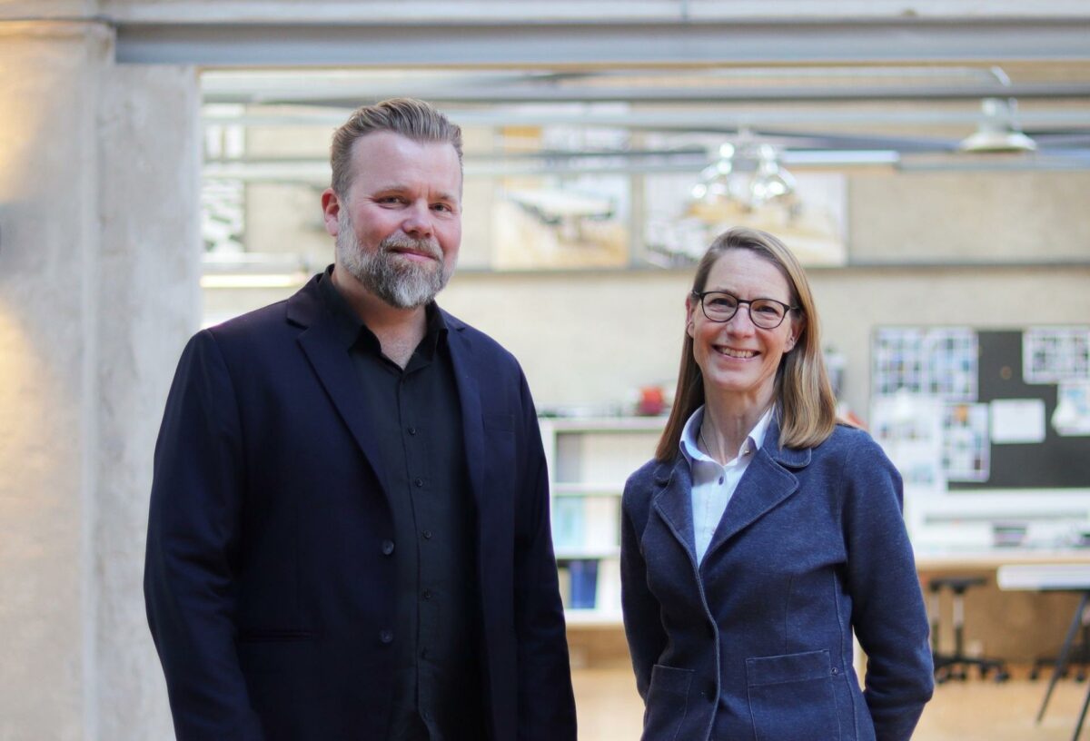 Rasmus Klausen, adm. direktør i H+Arkitekter og Charlotte Barlach, adm. direktør i Ole Hagen arkitekter.