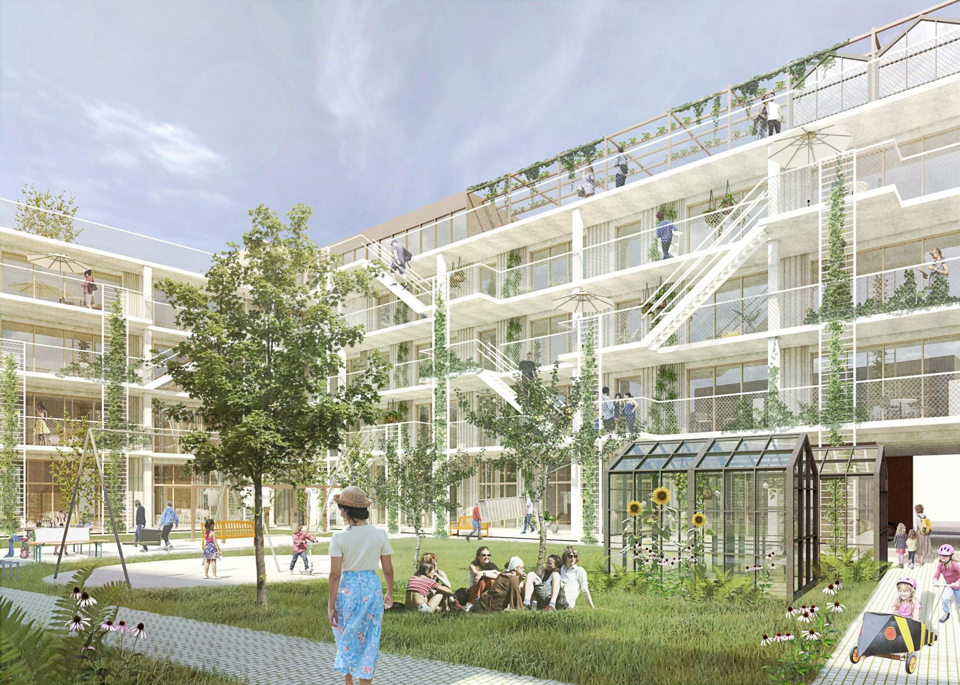 C.F. Møller er allerede involveret i udviklingen af Aalborgs nye bydel. Tegnestuen står bag EcoVillage. Illustration: C.F. Møller Architects.