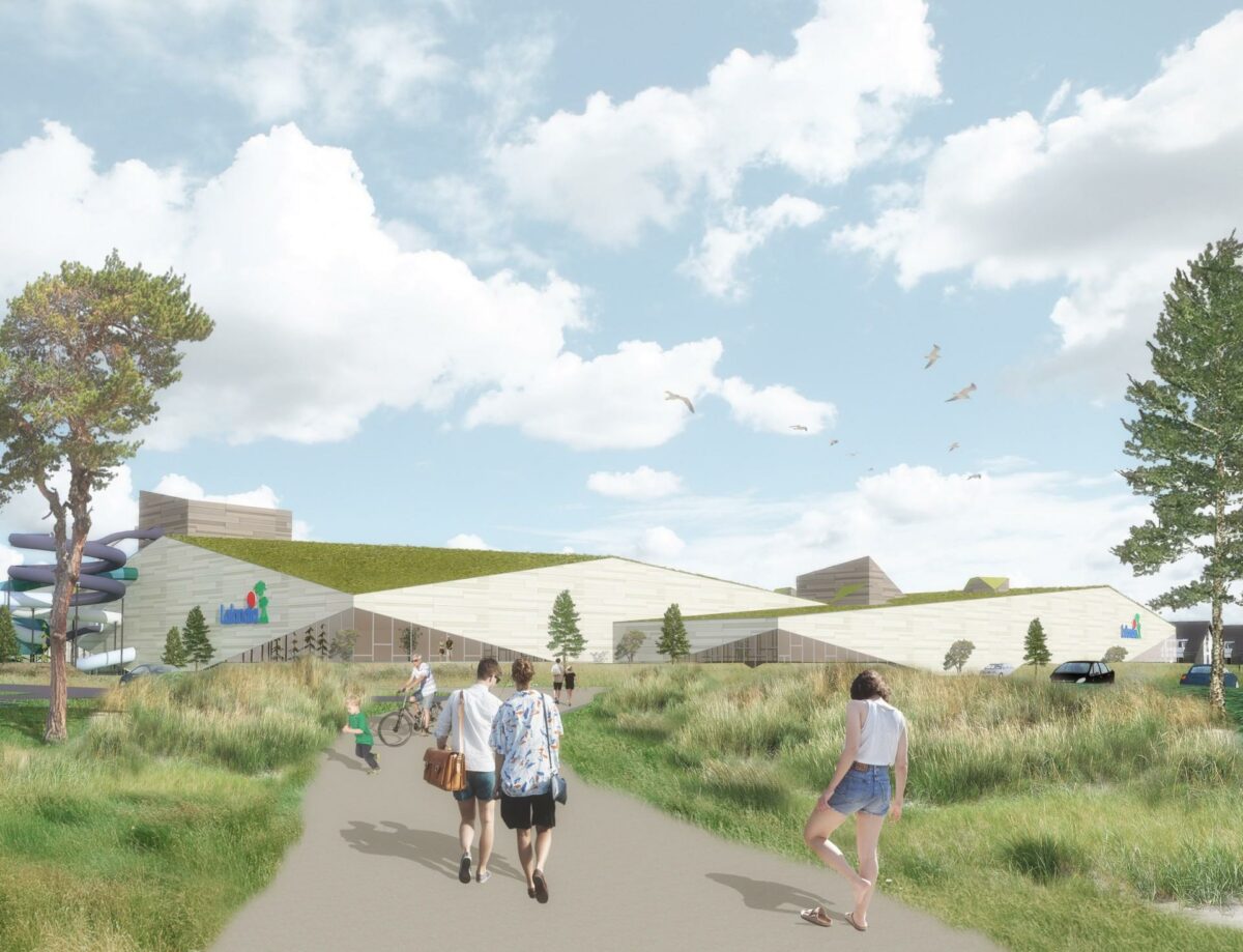 Nu er næsten alle detaljer før byggeprocessen af Lalandia Søndervig nær Ringkøbing faldet på plads. Illustration: Lalandia.