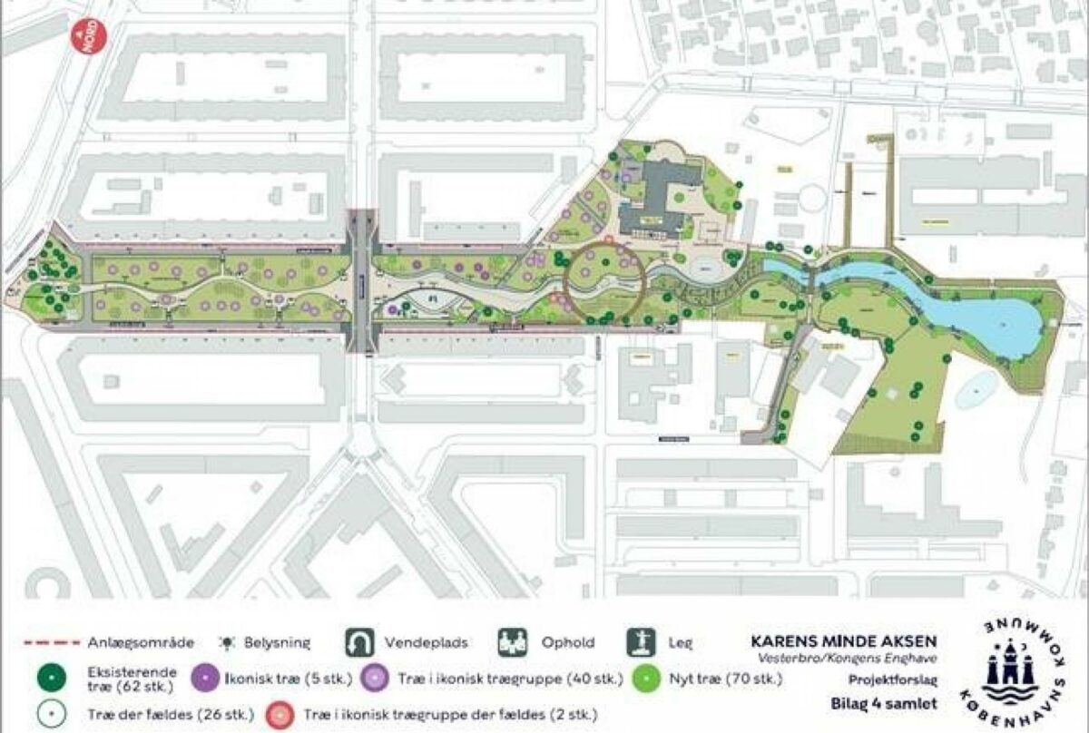 Projektet indeholder en grøn gangsti langs dele af Sjælør Boulevard fra Borgmester Christiansens Gade tæt på Sjælør Station til området omkring Karens Minde Kulturhus. Dermed kan projektet skabe sammenhæng mellem en af indgangene til det gamle Sydhavn og bydelens hjerte, Karens Minde. Illustration: Københavns Kommune.