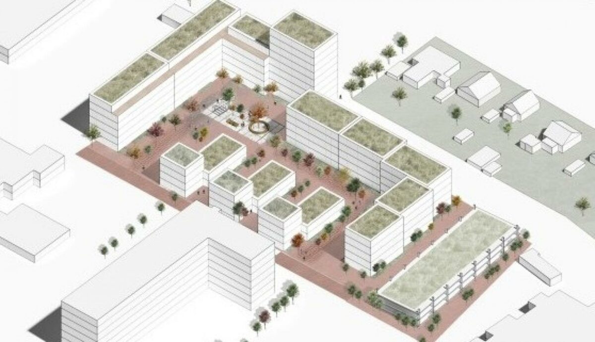 Projektet forventes at få næsten 200 boliger. Volumenstudie til startredegørelse: Holscher Nordberg Arkitekter.