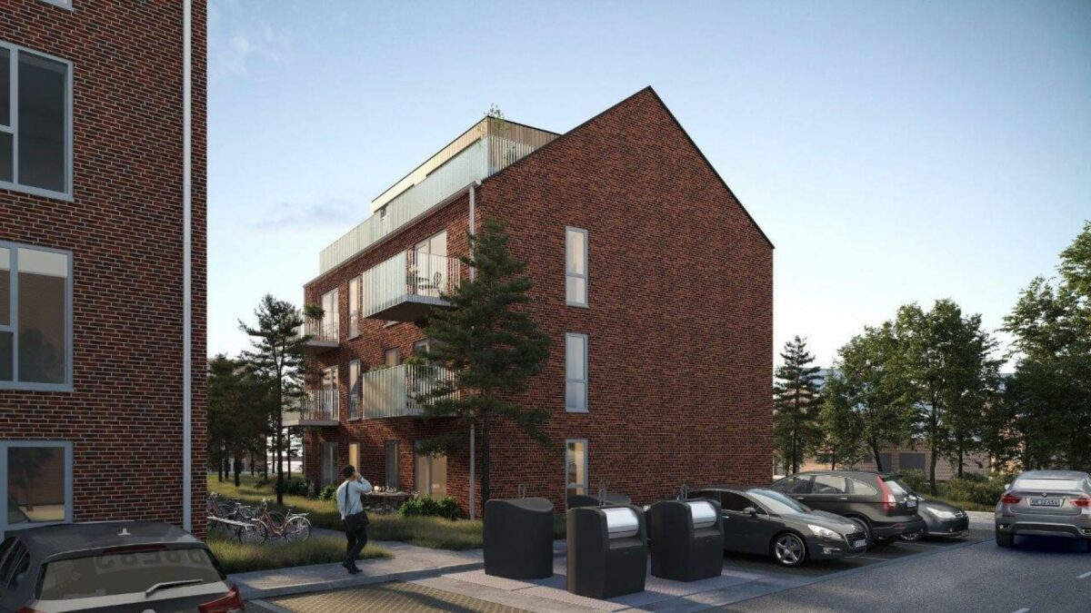Totalentreprisen af den ny bydel i Helsinge, Møllebakken 2, er tilfaldet den unge virksomhed, BNS. Visualisering: MS-Development.