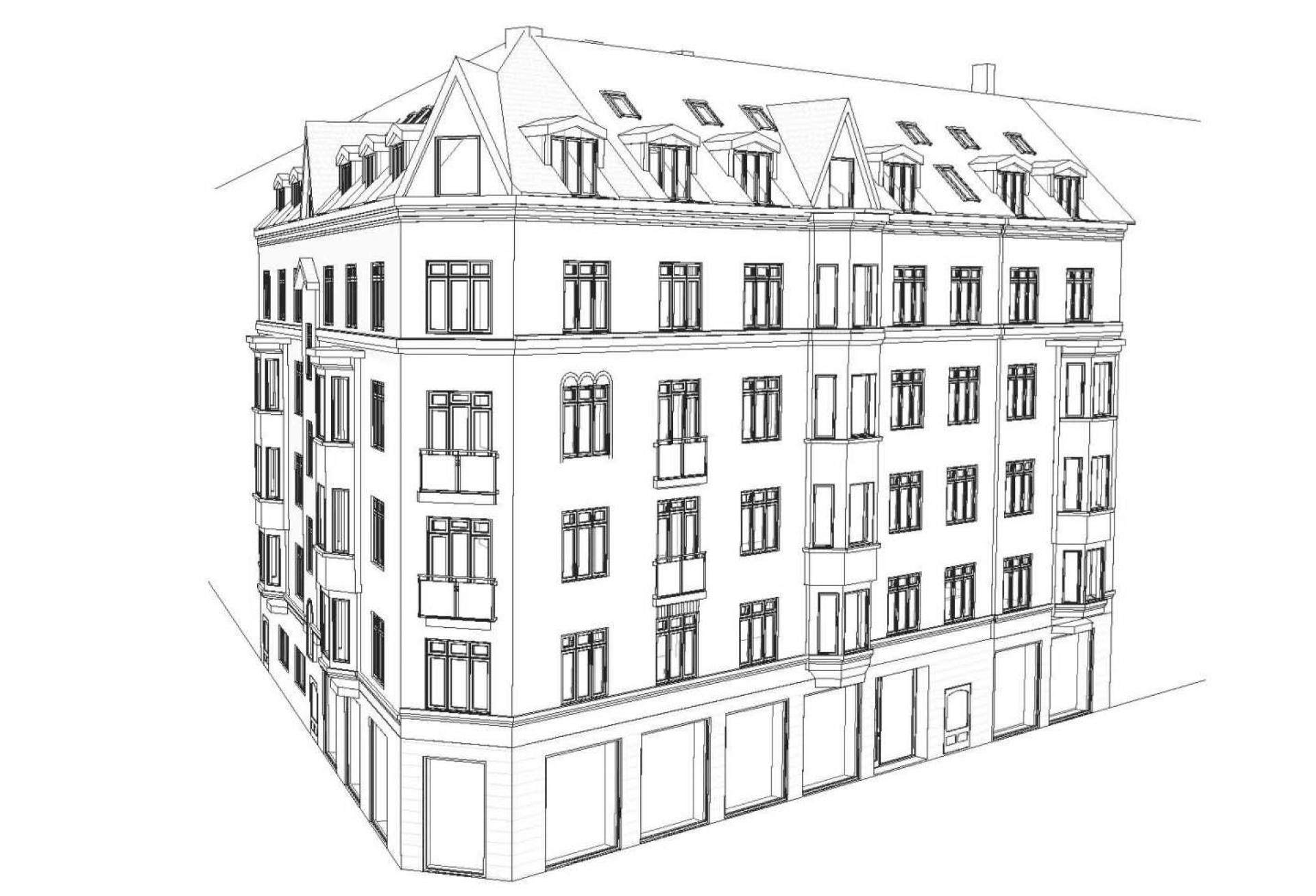 I denne ejendom på hjørnet af Jagtvej i Købehavn er Skou Gruppen i gang med at indrette nye taglejligheder. Illustration: Skou Gruppen. 