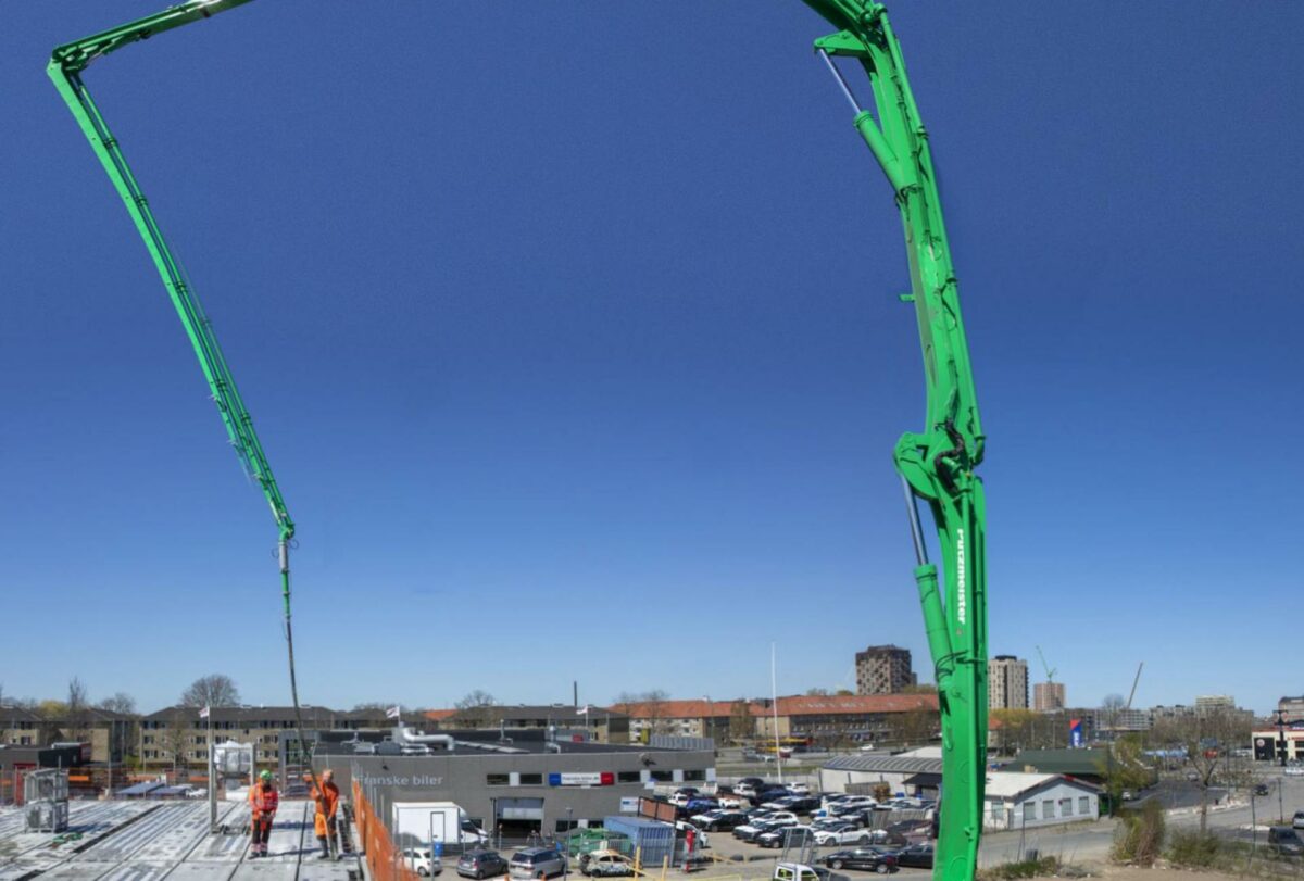 Den nye M63 betonpumpe med en rækkevidde på 63 meter fra HC Pumps & truck er allerede i aktion på bygge- og anlægspladser. Pressefoto.