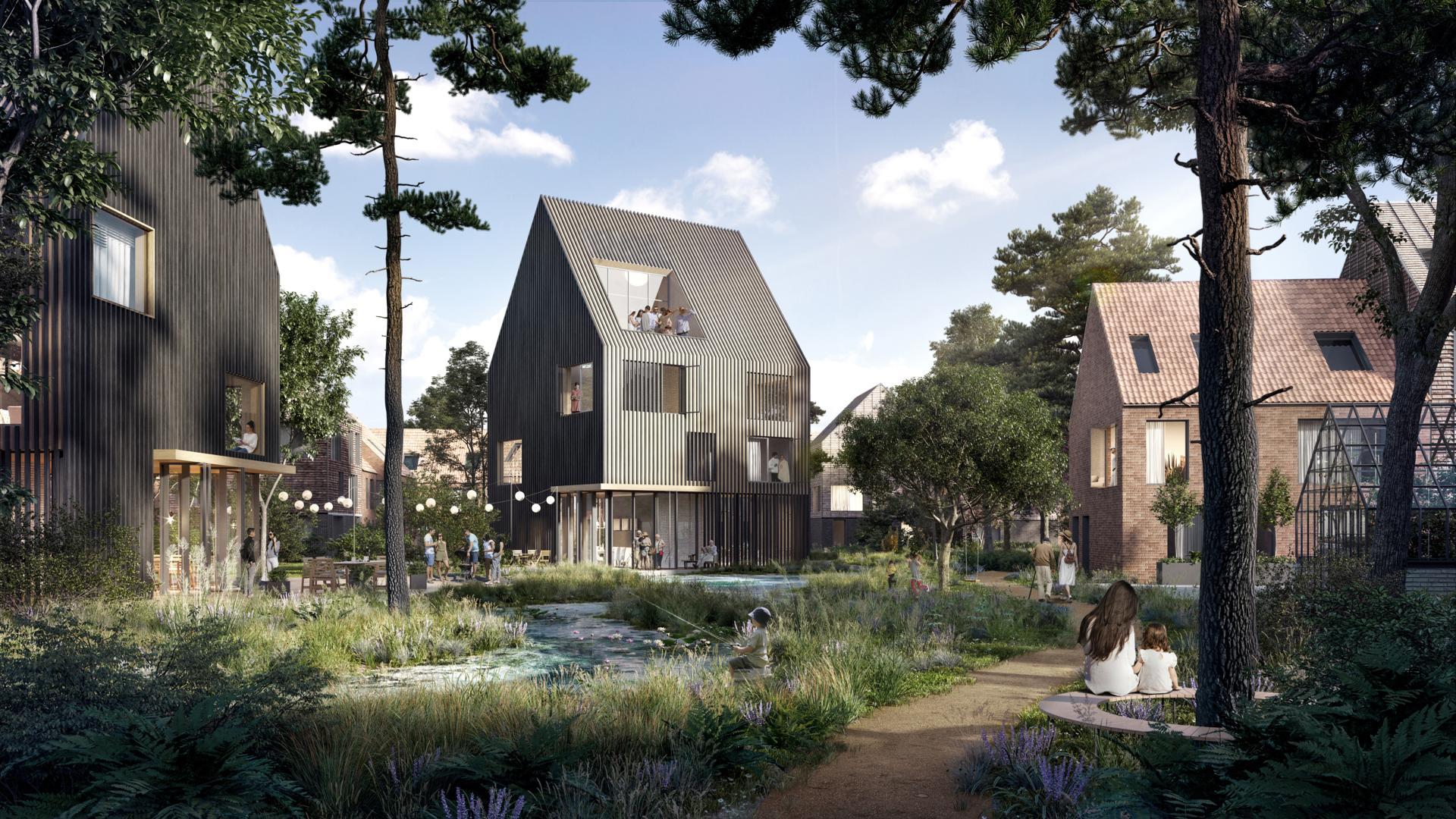 Schillerkvarteret bliver nyt bykvarter med 400 boliger i Nykøbing Falster. Visualisering: Kant Arkitekter.