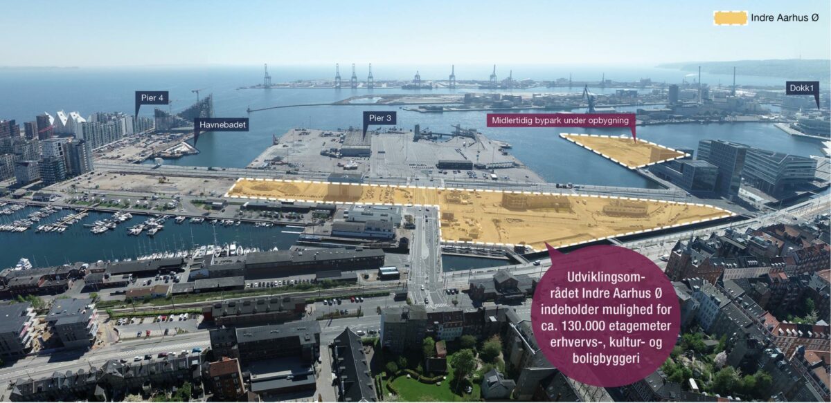 Oversigtskort over Indre Aarhus Ø. Pressebillede.