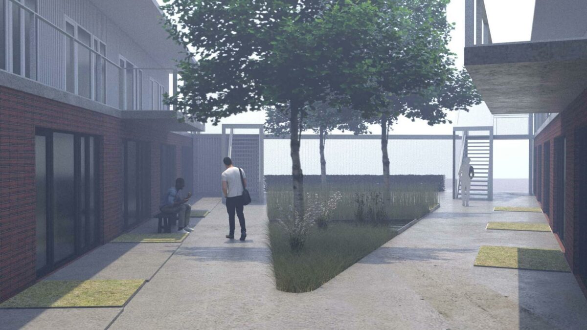 Projektet omhandler 88 ungdomsboliger. Visualisering: Retort ApS.