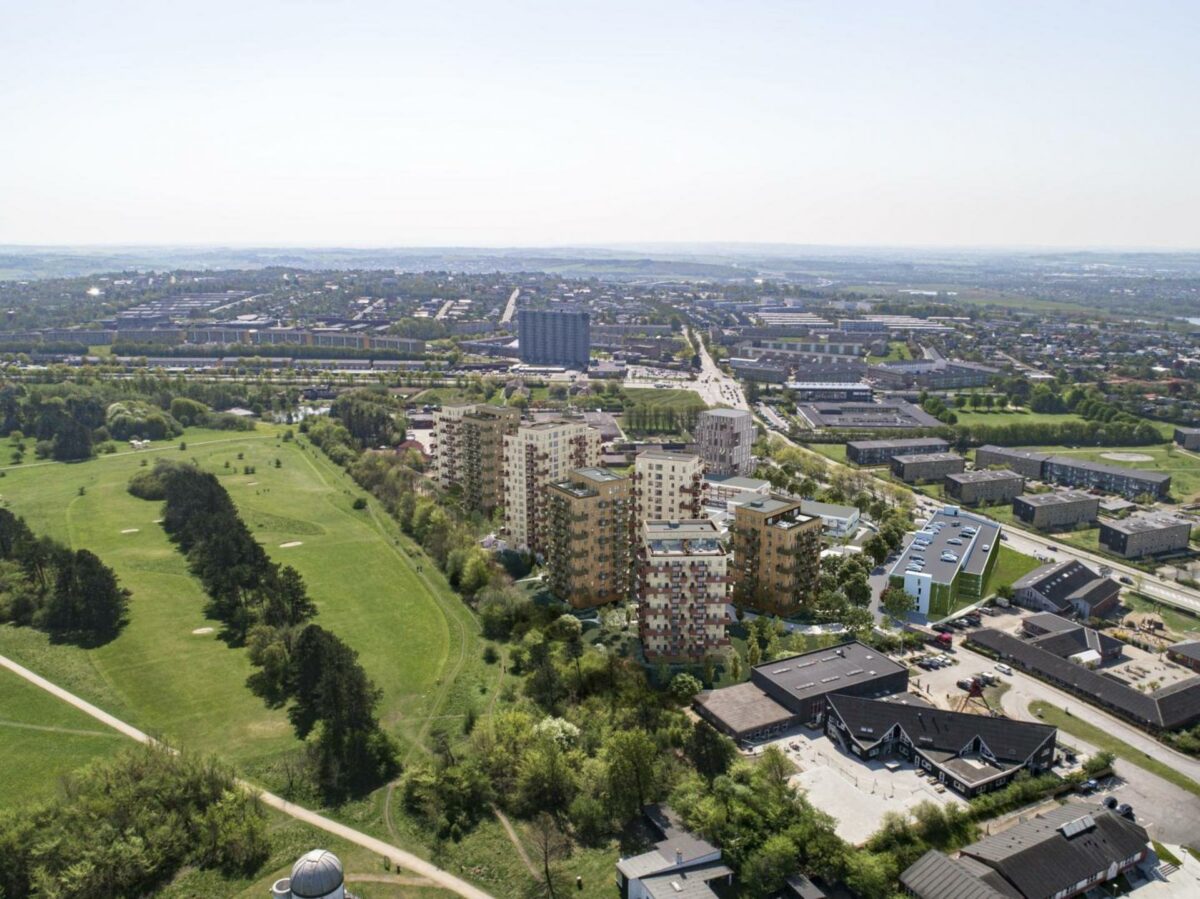 I Aalborgs nye boligområde, Parkbyen, er der netop blevet lagt sidste hånd på VVS-installationerne i to af områdets i alt fem højhuse. Visualisering: Dimension Design.