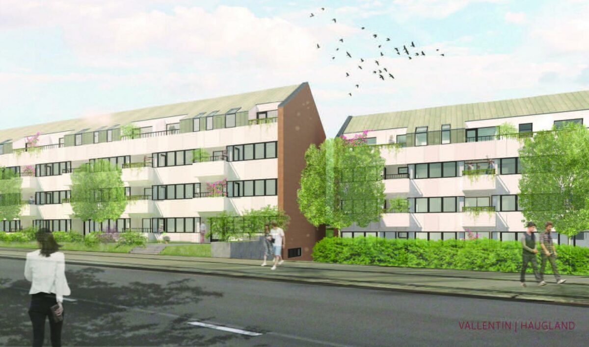 Bjerggården i Middelfart, som den kommer til at se ud efter en gennemgribende renovering nybyggeri på 3. etage. Illustration: Viggo Madsen A/S.