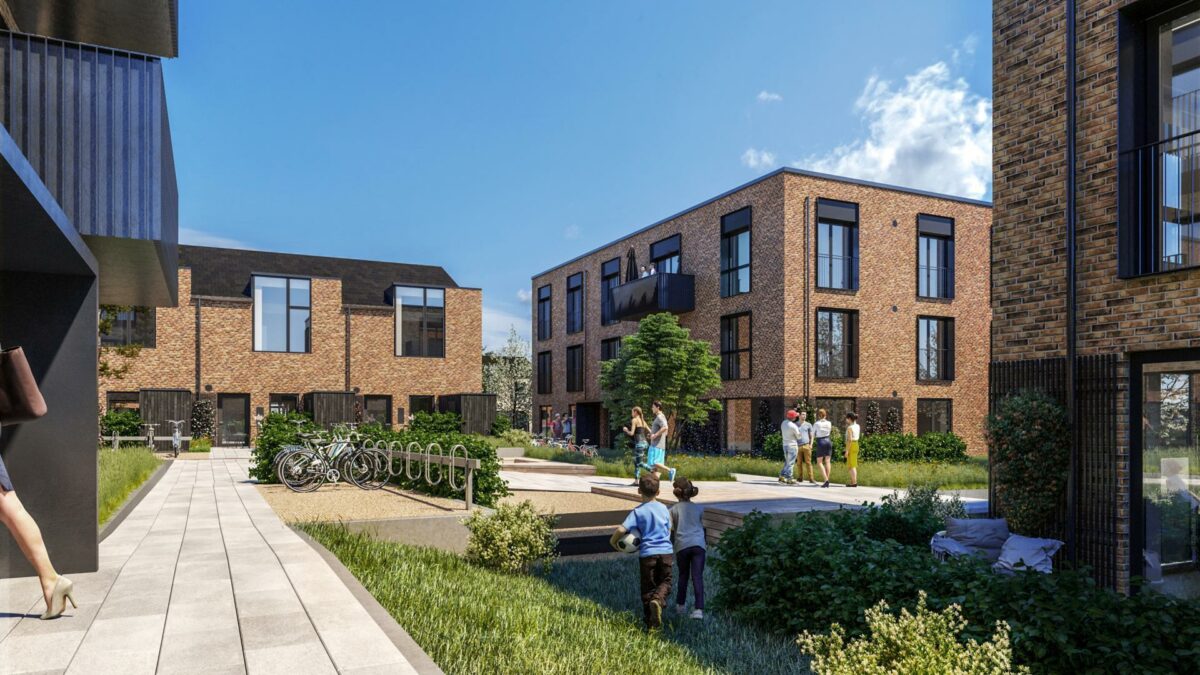 Et nyt boligområde skyder op i Nivå nord for København. Illustration: Holcher Nordberg Architects.