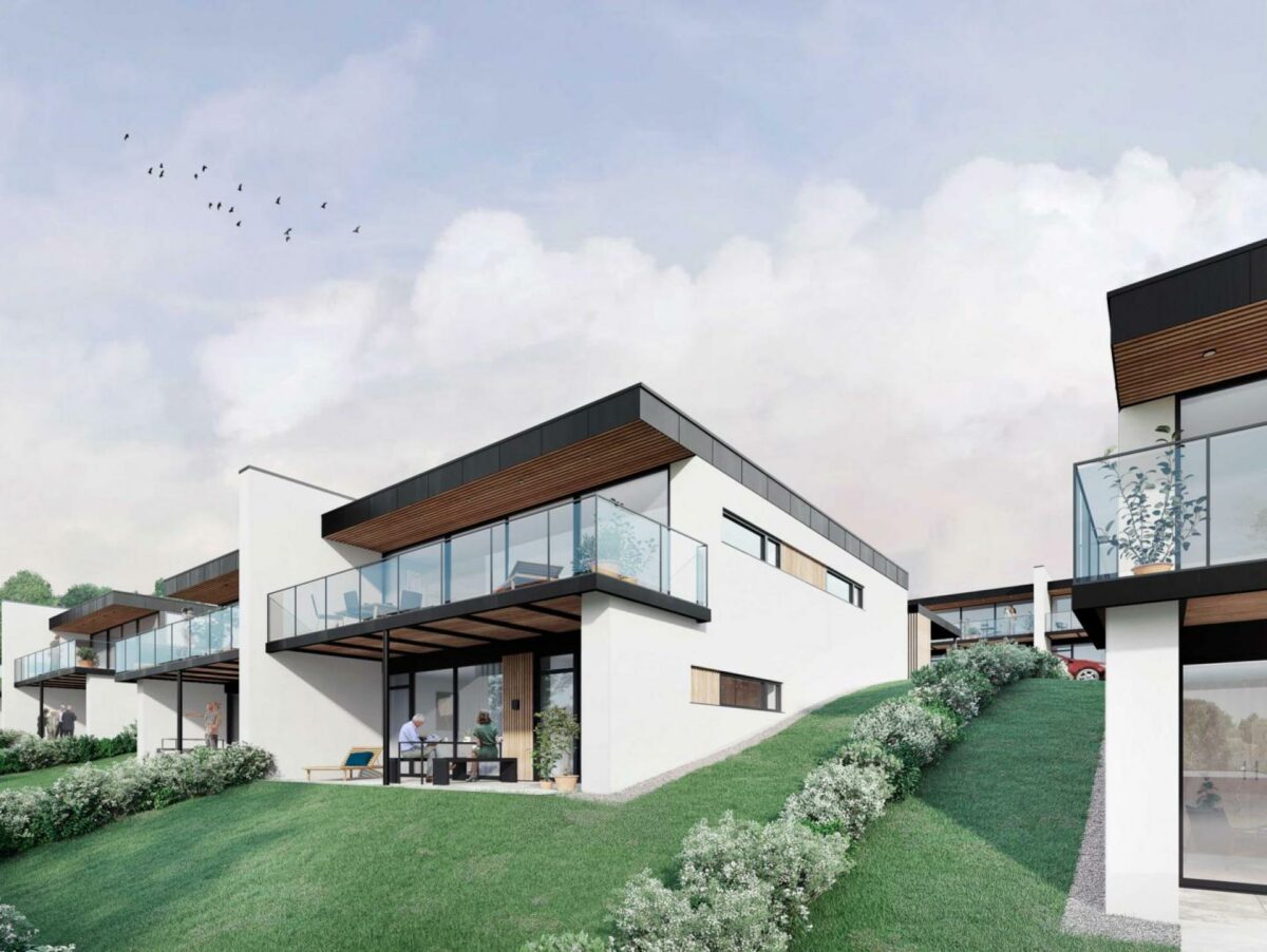 Sådan vil Fjordrækkerne tage sig ud, når de står klar til indflytning. Visualisering: WE Architecture.