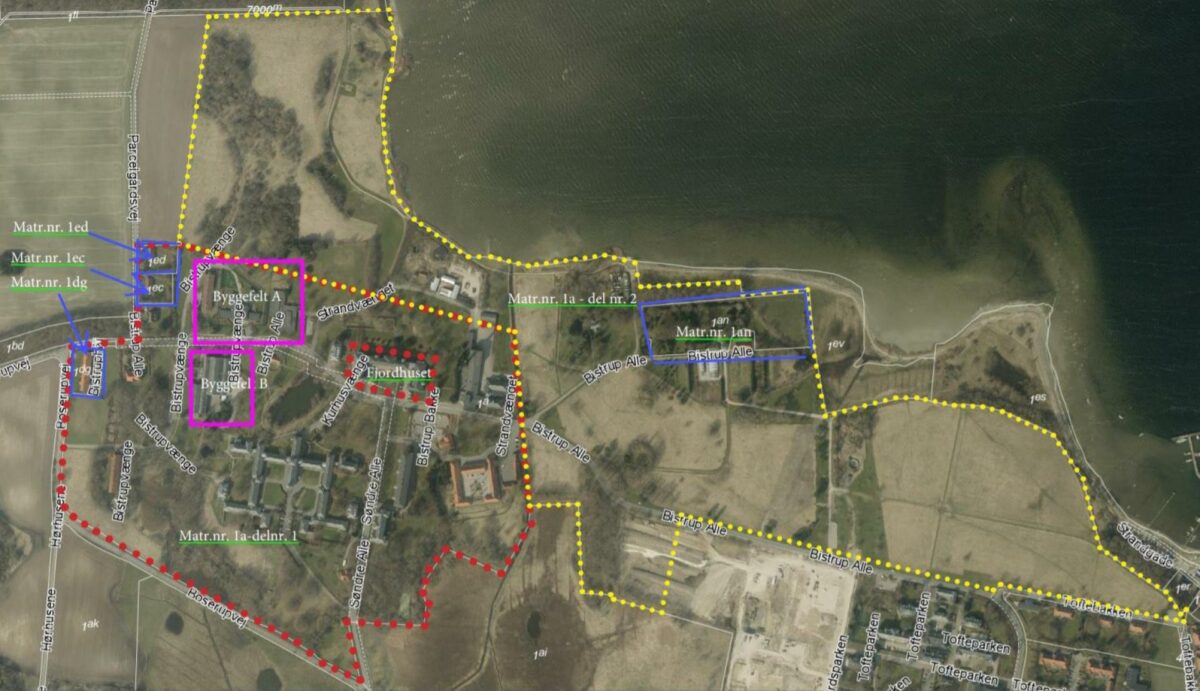 Region Hovedstaden beholder Sankt Hans Øst. På vestområdet beholder regionen Fjordhuset, som bliver den eneste tilbageværende psykiatriske afdeling mod vest. Visualisering: Roskilde Kommune.