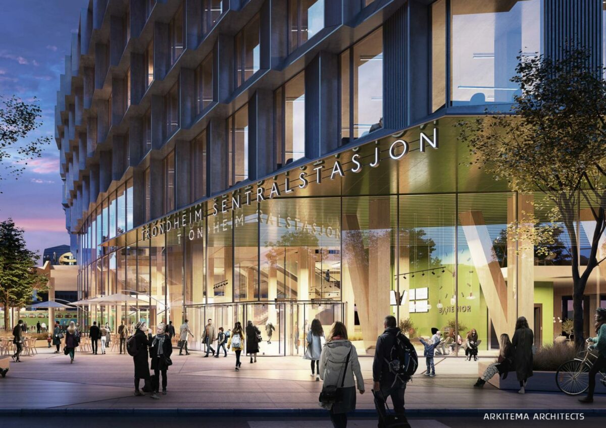 Trondheim Centralstation, der skal bygge i træ, er ét af Arkitemas nyeste projekter inden for infrastruktur og transport. Visualisering: Arkitema Architects.