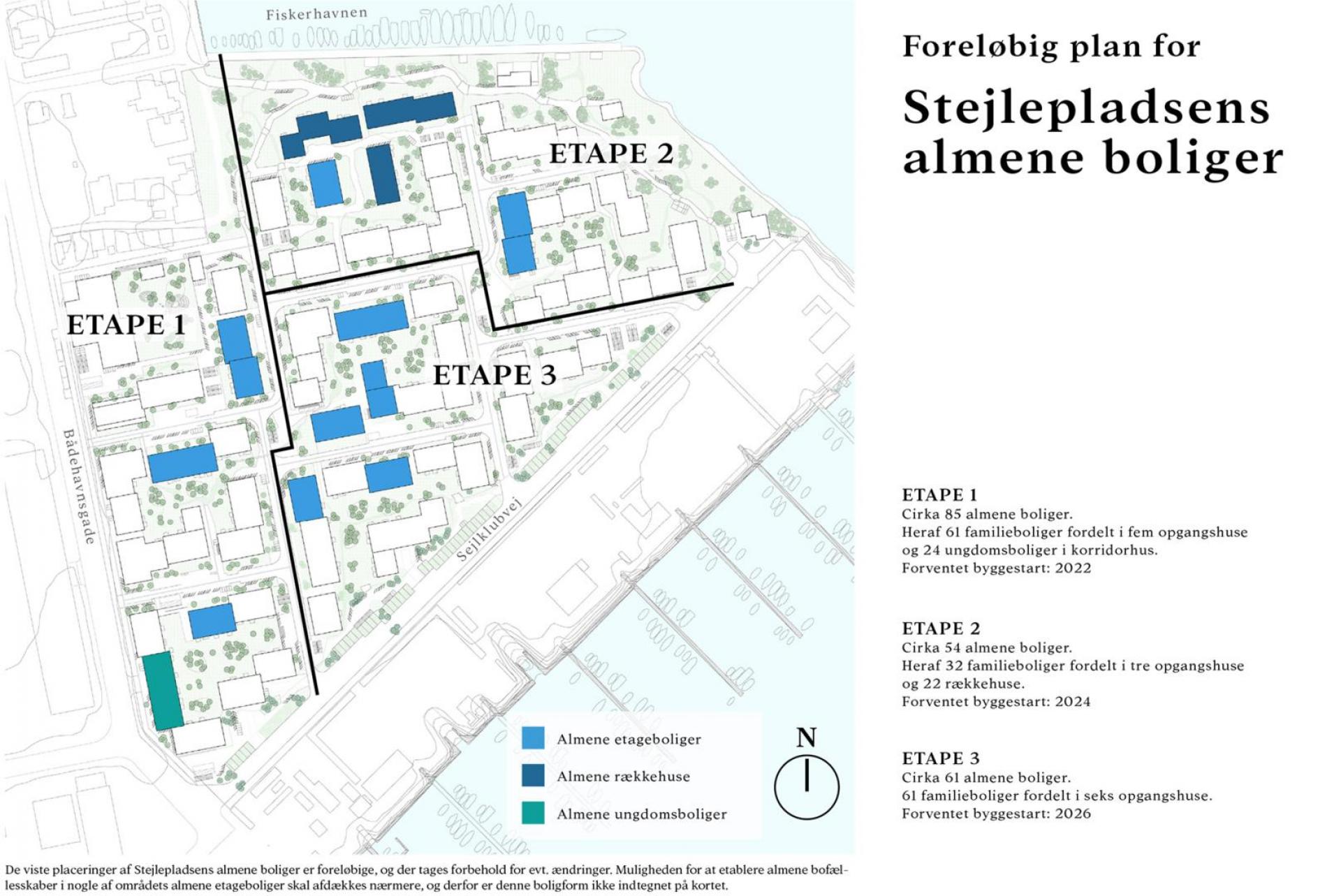 Boligerne forventes opført i tre etaper. Visualisering: By & Havn.