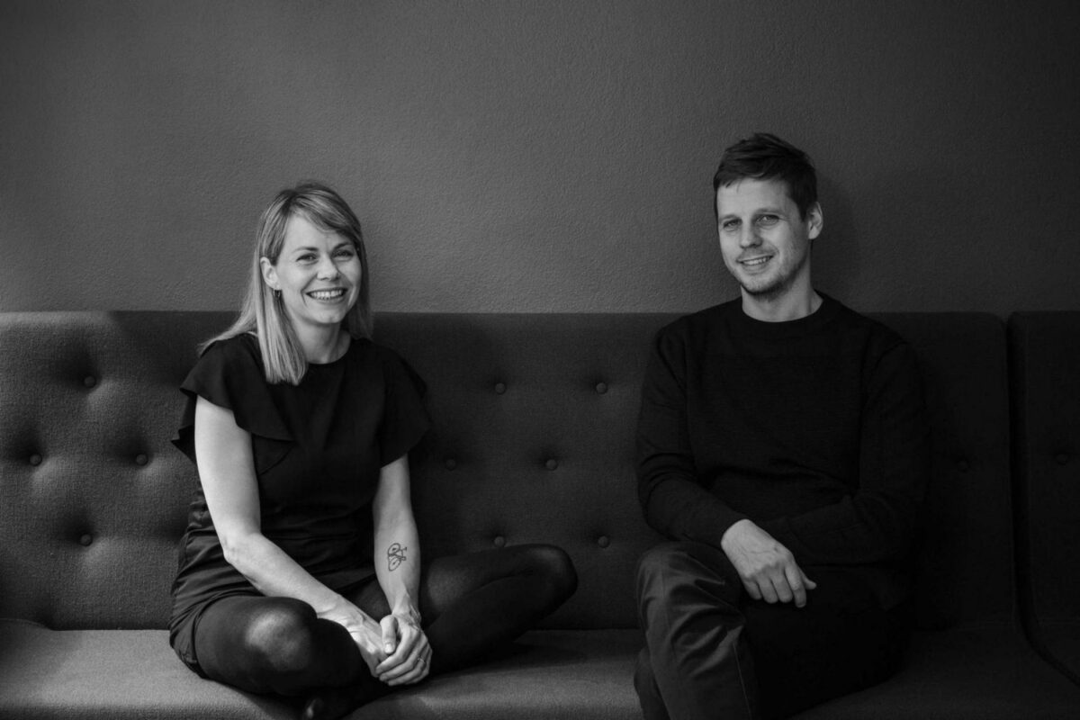 Aldis Gisladóttir og Casper Berntsen fra Studio Heima deltog i Dreyers Legatforløb i 2020 - et undervisnings- og mentorforløb for nystartede virksomheder afviklet i samarbejde med Arkitektforeningen. Foto: Akademisk Arkitektforening.