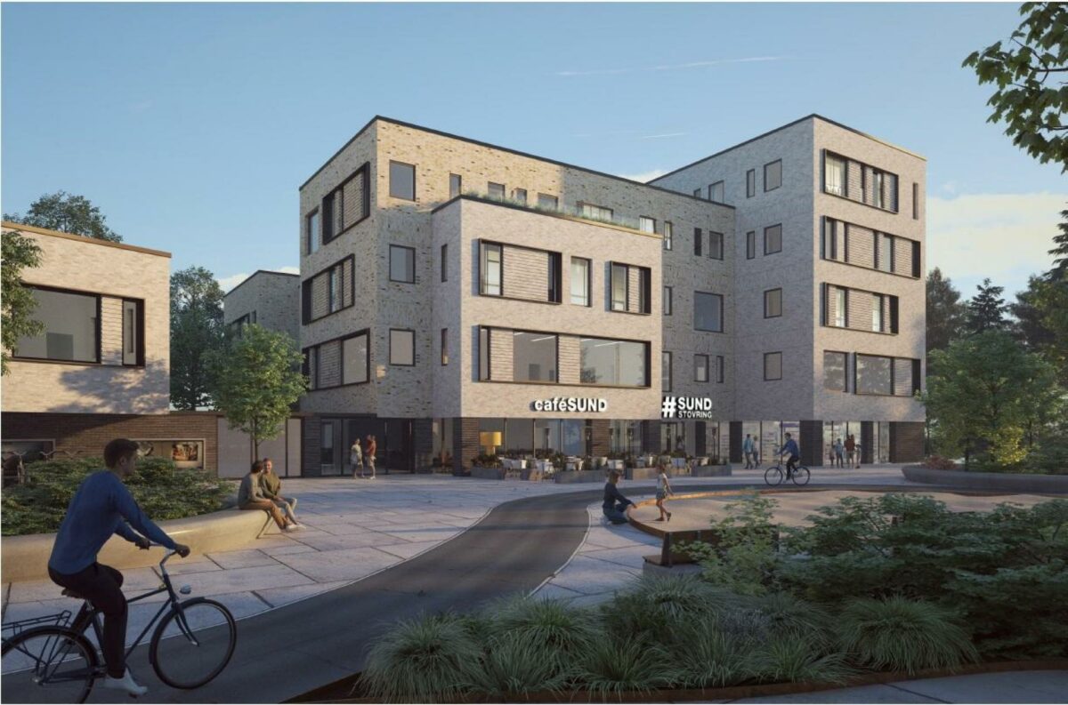 En foreløbig skitse af, hvordan det nye sundhedshus kan komme til at se ud. Visualisering: Bjørk & Maigård.