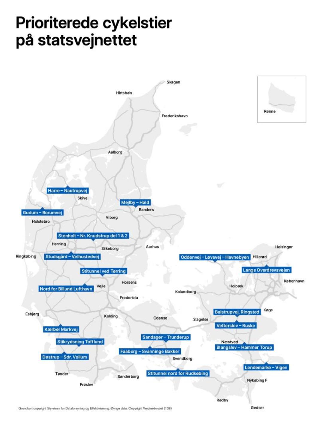 De kommende projekter. Visualisering: Vejdirektoratet.