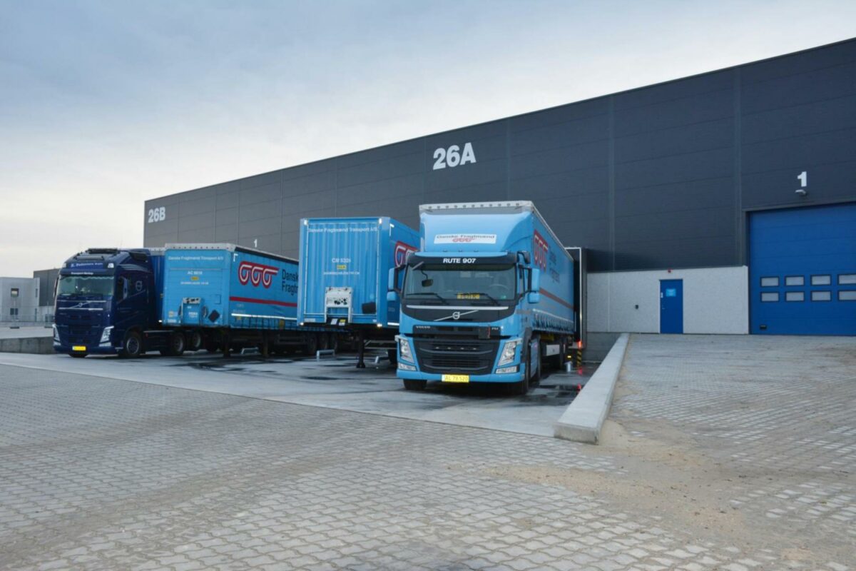 Det nye lagerbyggeri opføres i forlængelse af Danske Fragtmænds nuværende faciliteter på Rørdalsvej. Pressefoto.