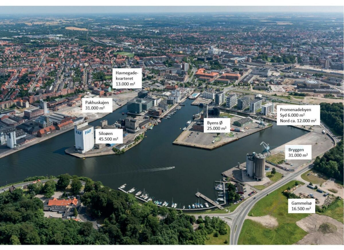 A. Enggaard A/S, Odense Kommune og LINDØ port of ODENSE har indgået en samarbejdsaftale om udvikling af havneområdet. Presseillustration.