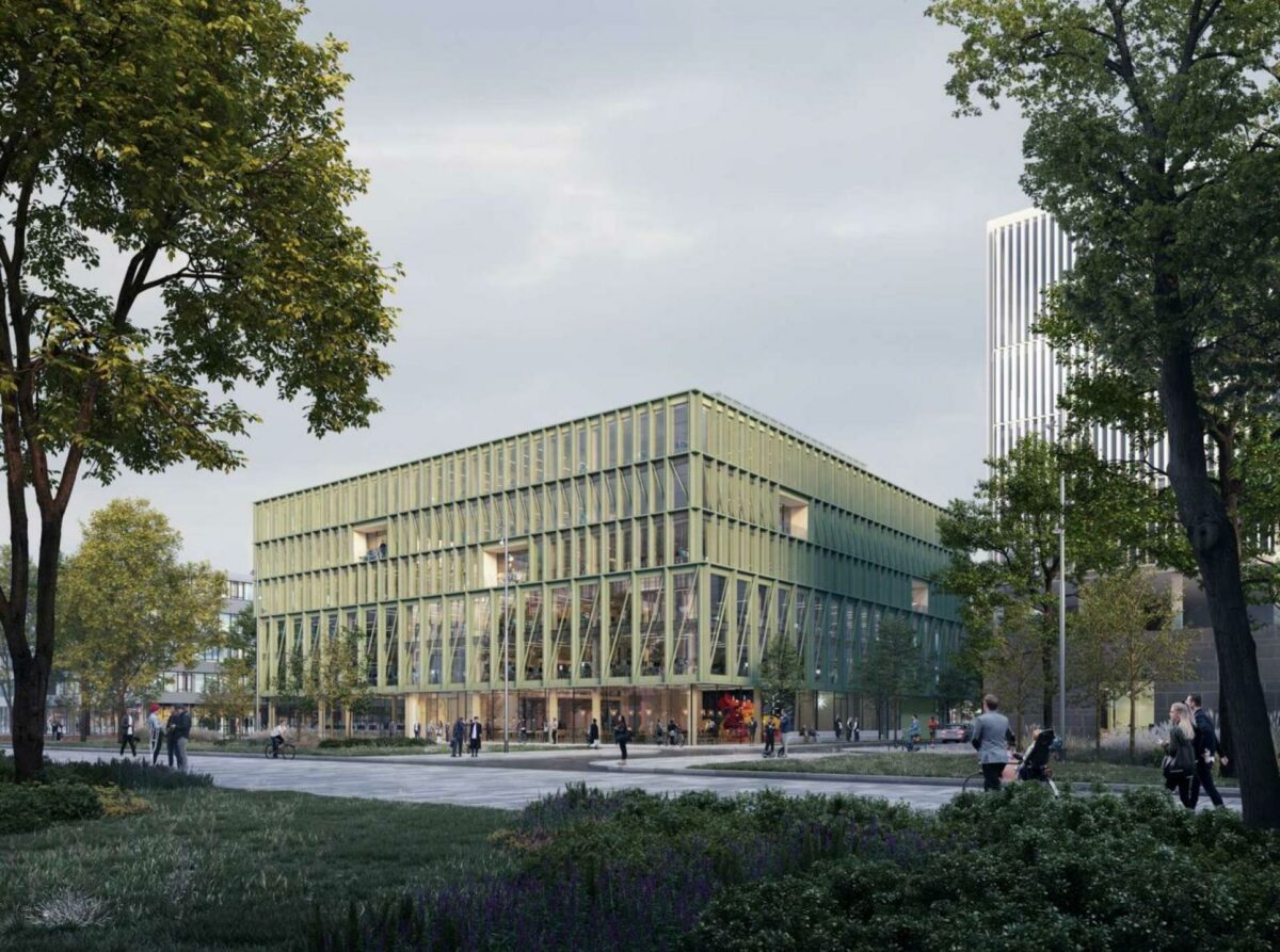 Sådan kommer C.F. Møllers nye byggeri i München til at tage sig ud. Illustration: C.F. Møller.