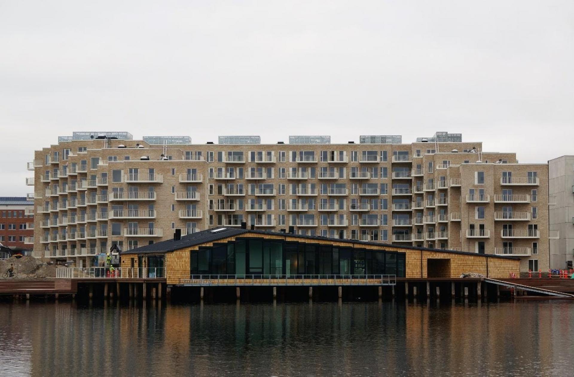 Teglholm Brygge med pavillon forrest. Pressefoto.