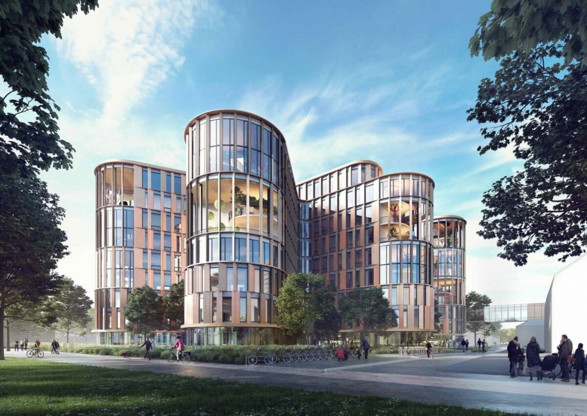 Første spadestik for en lille måned siden - selve råhuset kommer til LM Byg og M.J. Eriksson til at bygge. Illustration: 3XN.