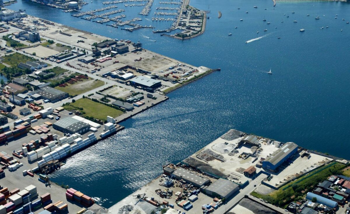 En erstatningshavn til lystbådehavnen i Svanemøllebugten er første etape af tunnelbyggeriet. Foto: Vejdirektoratet.