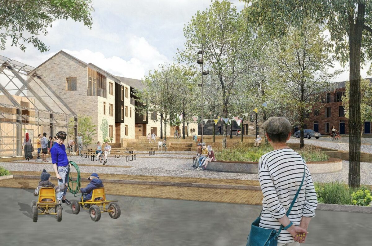 Så er man klar til nybyggeri i Odense-forstaden Årslev. Illustration: Vandkunsten.