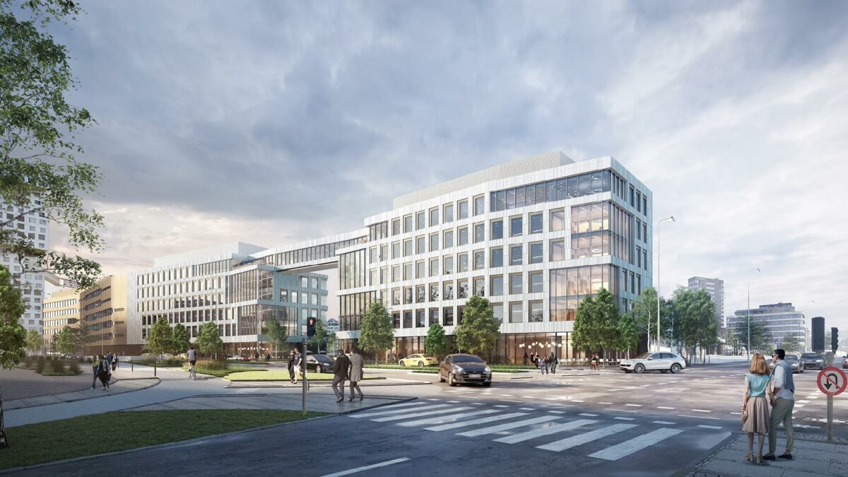 Nye kontorkvadratmeter kommer til - her på Marmormolen i København - men i USA daler efterspørgslen som følge af corona. Illustration: PLH.