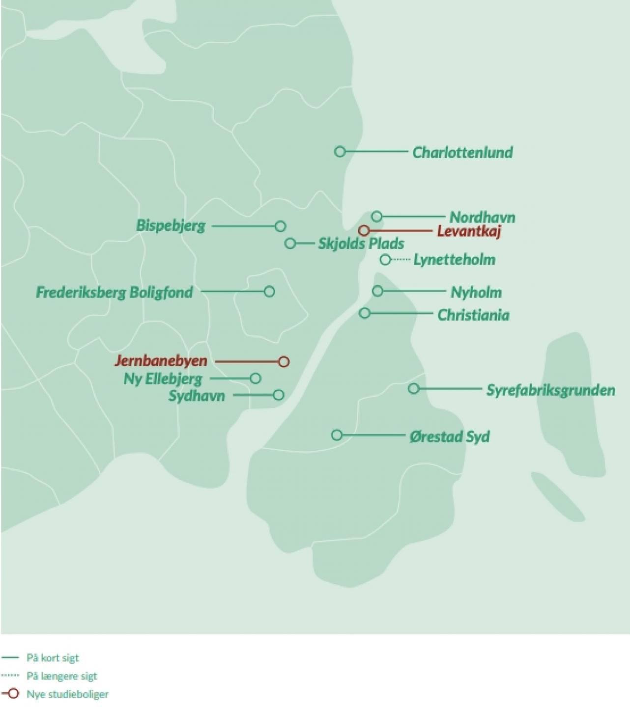 En række steder i København skal nu undersøges for, om de kan huse nye almene boliger.