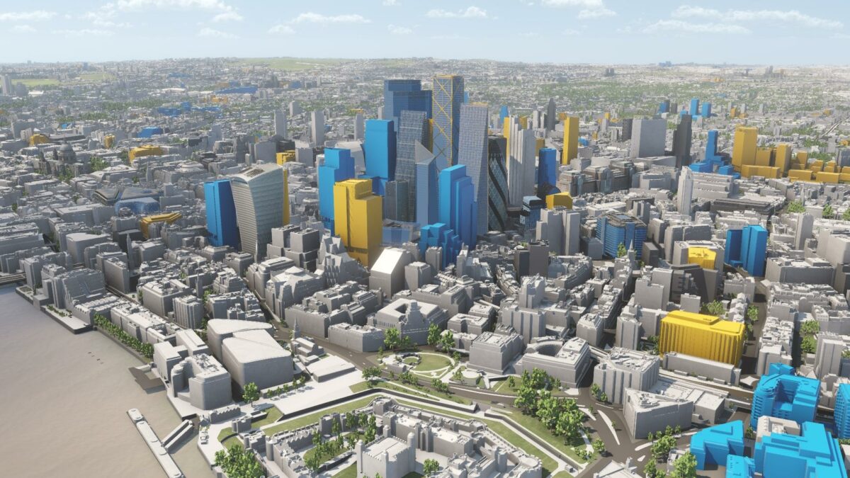 London gengivet med en nøjagtighed ned til 15 cm på Vu-Citys platform.