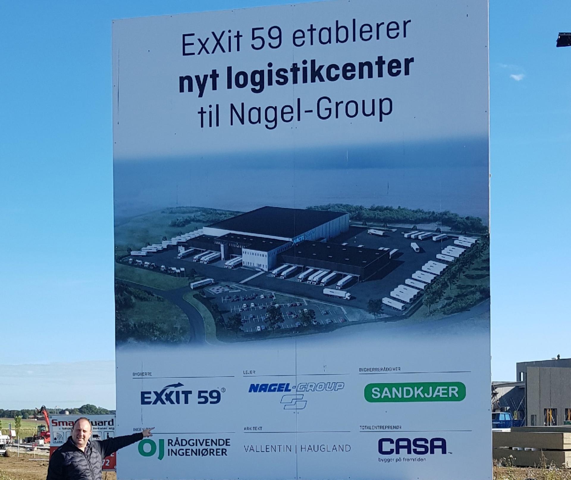 Skitse af det 16.000 m2 store logistikcenter, der får adresse ved afkørsel 59 på motorvej E45.