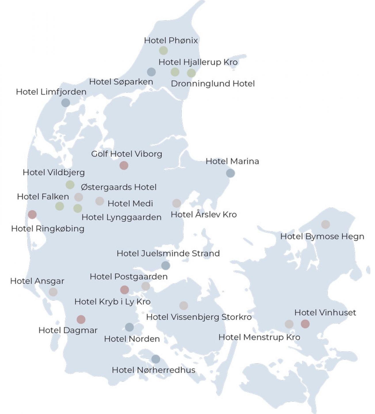 Danske Hoteller dækker geografisk bredt i hele Danmark.