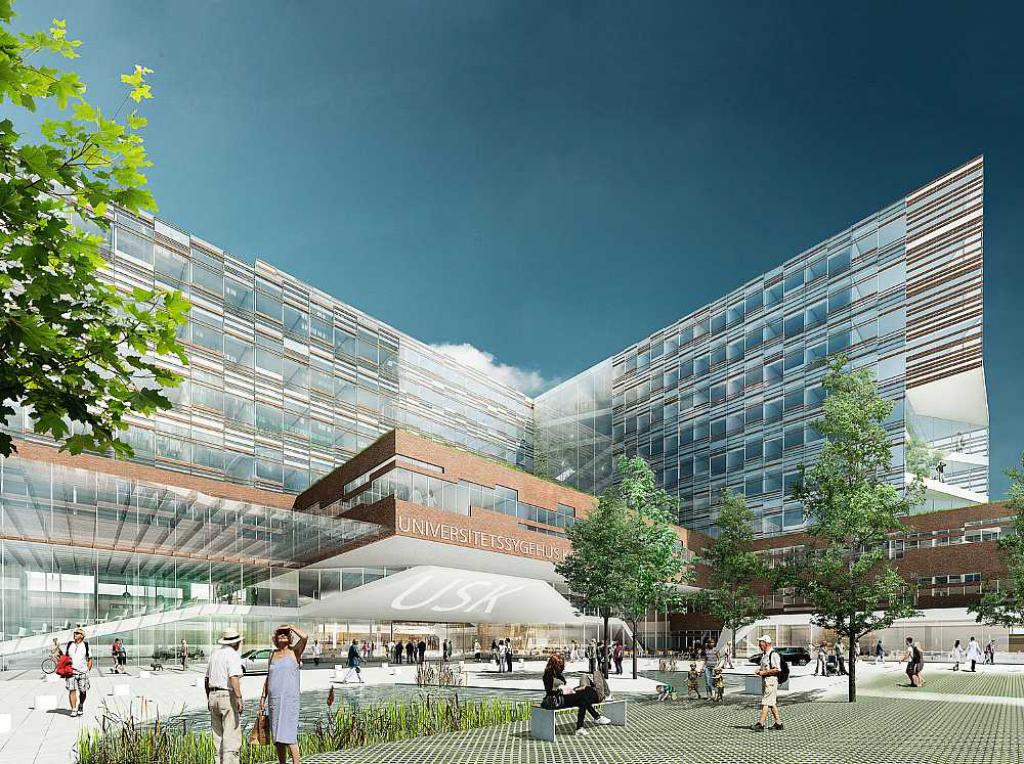 Universitetssygehuset i Køge, der koster cirka fire milliarder kroner, skal stå færdigt i 2020. Foto: C.F. Møller.