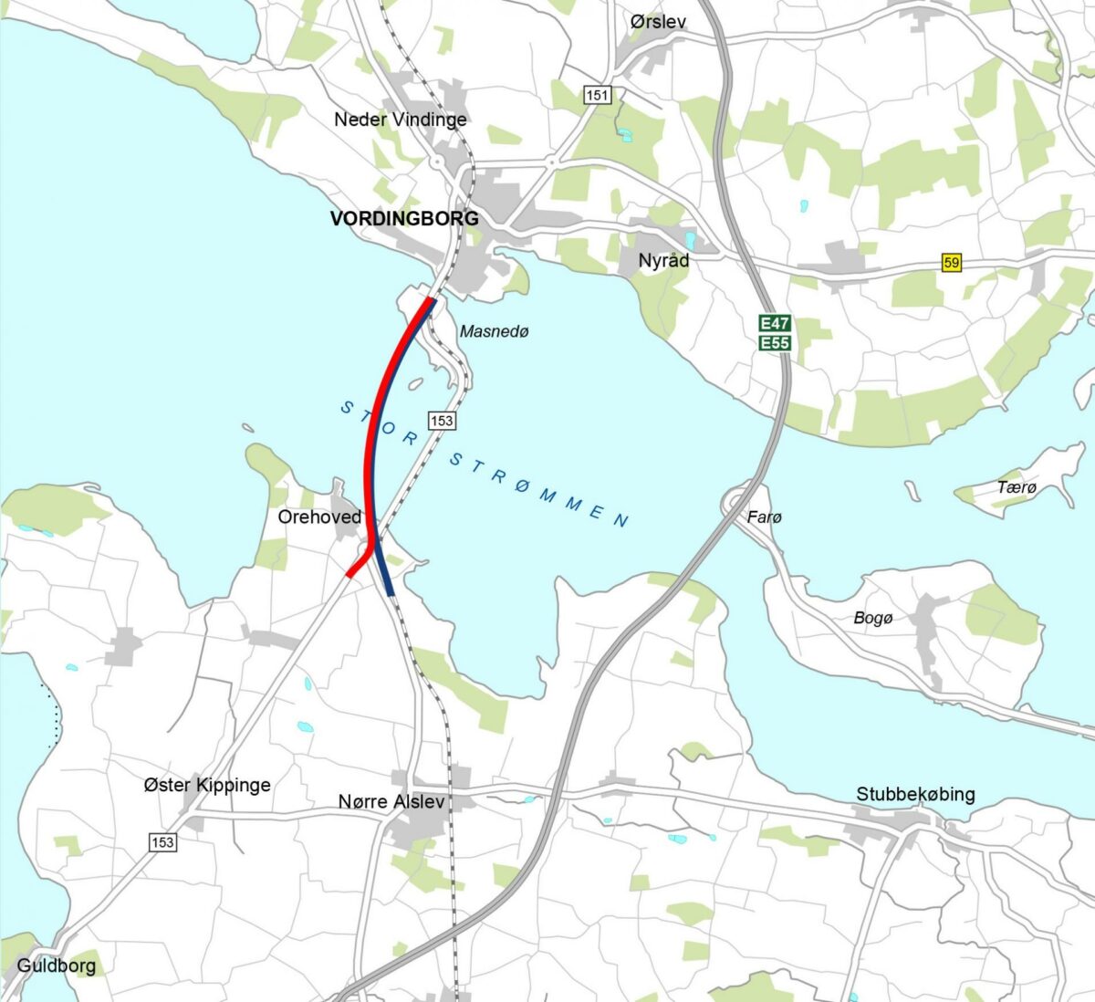 VVM-rapporten for den nye Storstrømsbro er nu offentliggjort. Illustration: Vejdirektoratet.