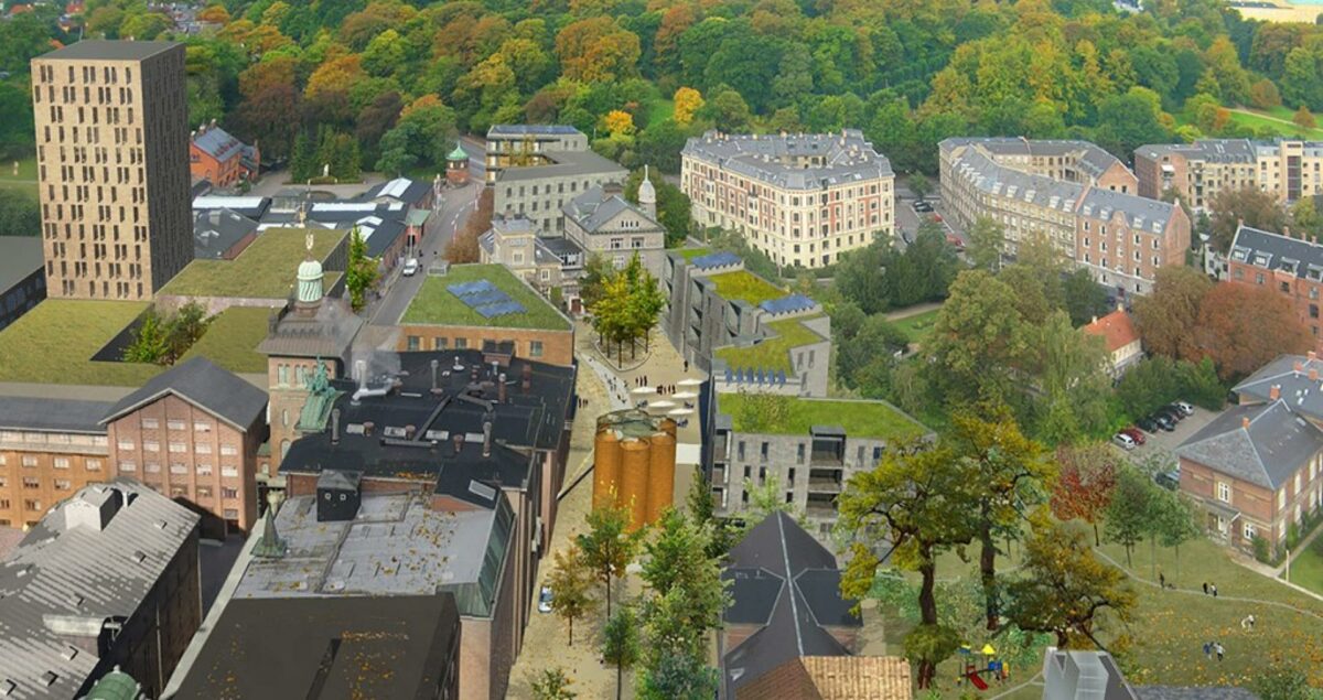 Fem teams er tilbage i kampen om Europaskolen, der skal opføres i Carlsberg Byen. Illustration: Entasis.