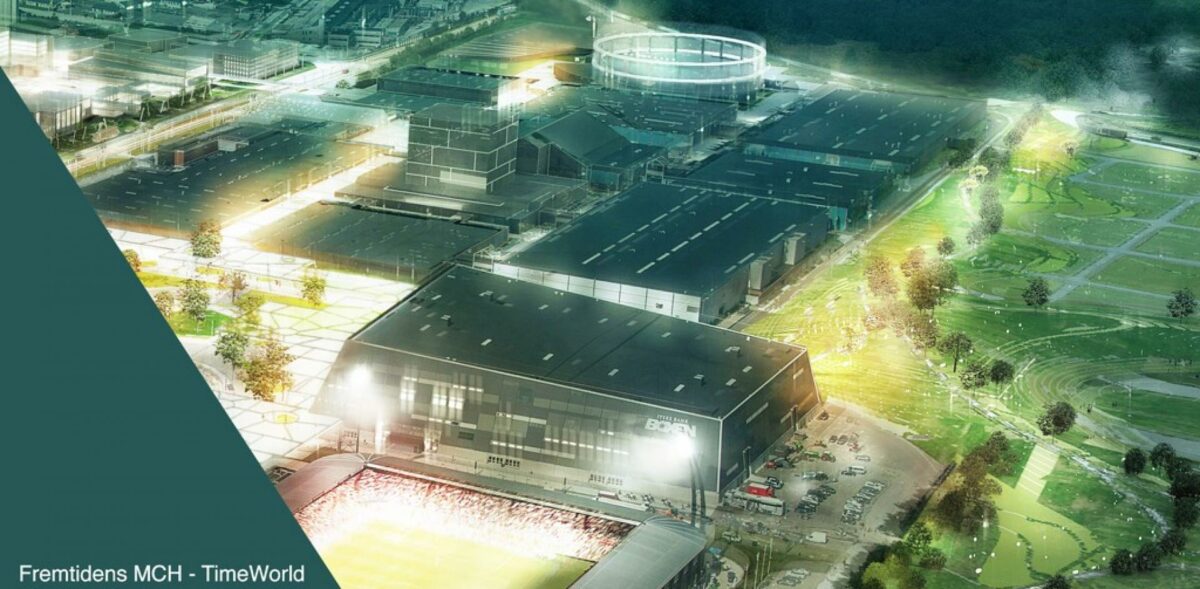 Nyt liv i Hal B hos MCH. Den ikoniske runde Hal B (øverst) er tænkt som omdrejningspunkt i en ny international attraktion i Herning. Projektet Fremtidens MCH - TimeWorld omfatter desuden en opgradering af de eksisterende områder og faciliteter hos MCH Messecenter Herning.