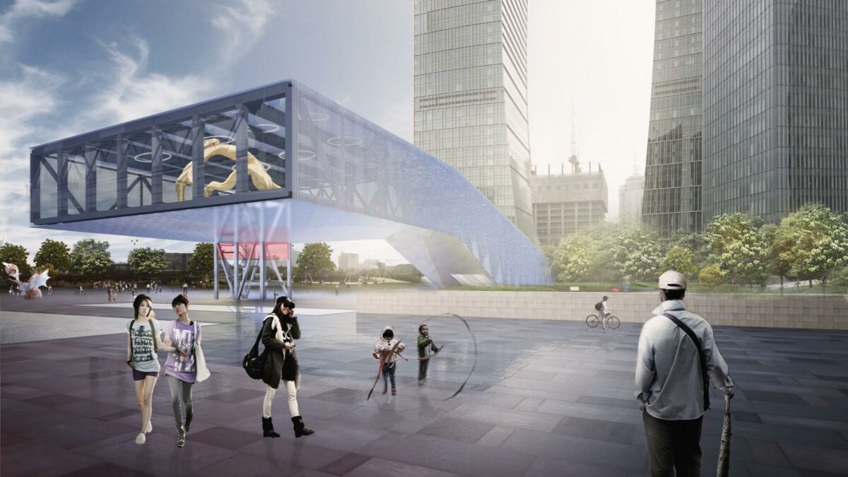 "The Lujiazui Exhibiton Centre" i Shanghai bringes til verden med bidrag fra danske Rambøll. Foto: OMA.