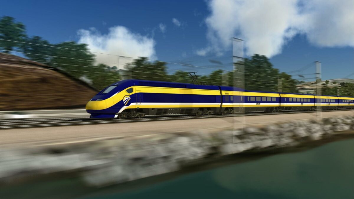 Tirsdag blev det første spadestik taget til Californiens nye højhastighedsjernbane, der skal gå fra San Francisco til Los Angeles. Visualisering: California High-Speed Rail Authority.