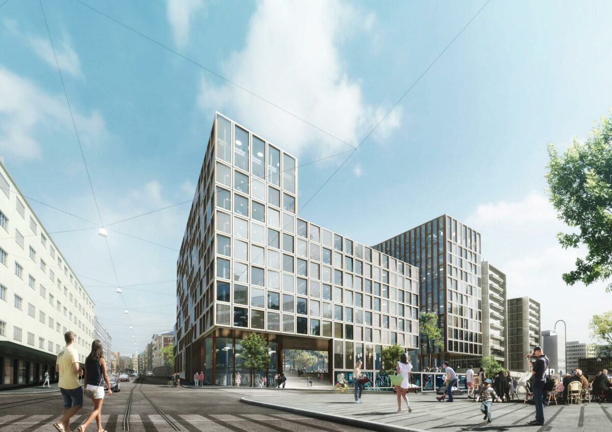 Den danske arkitektvirksomhed har vundet konkurrencen om at tegne et godt 50.000 kvadratmeter stort forretnings- og kontorkompleks centralt i Oslo. Visualisering: schmidt hammer lassen.