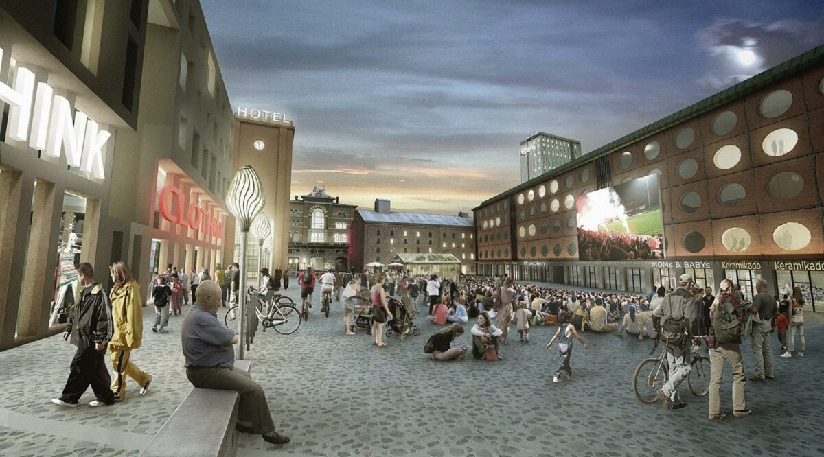 Den amerikanske delegation er blandt andet interesseret i at se, hvordan Carlsberg Byen imødekommer cyklister. Visualisering: Utopian CityScape.