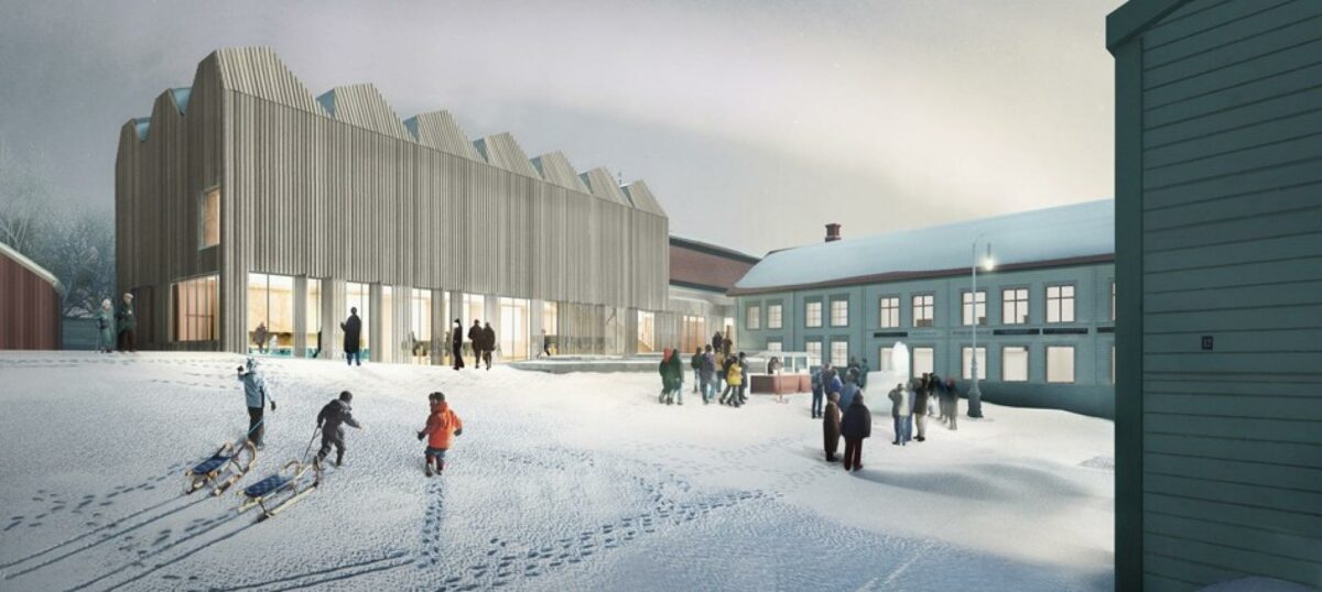 Henning Larsen Architects har høstet store roser for det nye Moesgaard Museum, og nu venter der et nyt museumsbyggeri i svenske Østersund. Visualisering: Henning Larsen Architects.