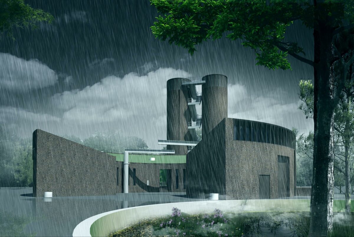 C.F. Møller skal for HOFOR og Krüger A/S tegne den nye spildevandspumpestation. Visualisering: C.F. Møller.