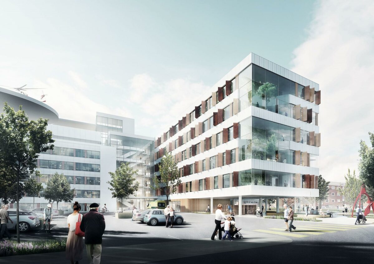 Den nye sengebygning på 14.000 kvadratmeter har en værdi af 280 millioner kroner. Illustration: Arkitema Architects.