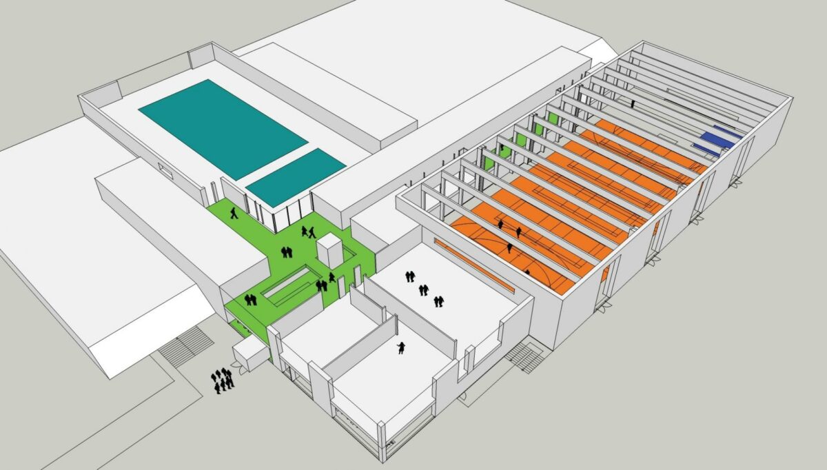 Genopførelsen af Vig Hallen er et projekt til 60 millioner kroner. Illustration: White Arkitekter.