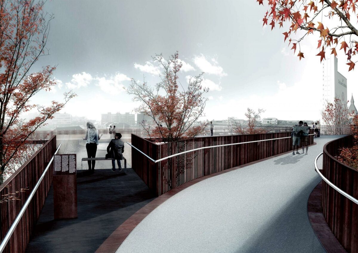 Jorton har vundet projektet om Landgangen og Havnepromenaden i Esbjerg, der begge skal stå klar inden udgangen af 2016. Illustration: Cobe Architects.