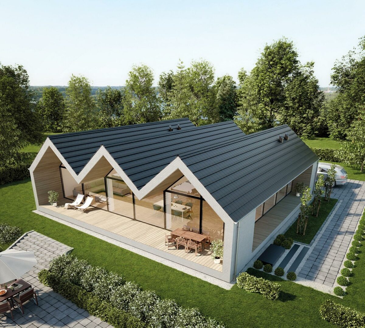 Det nye designtag, Quadro by Icopa passer ind i den moderne akitektur. Foto: Icopal.