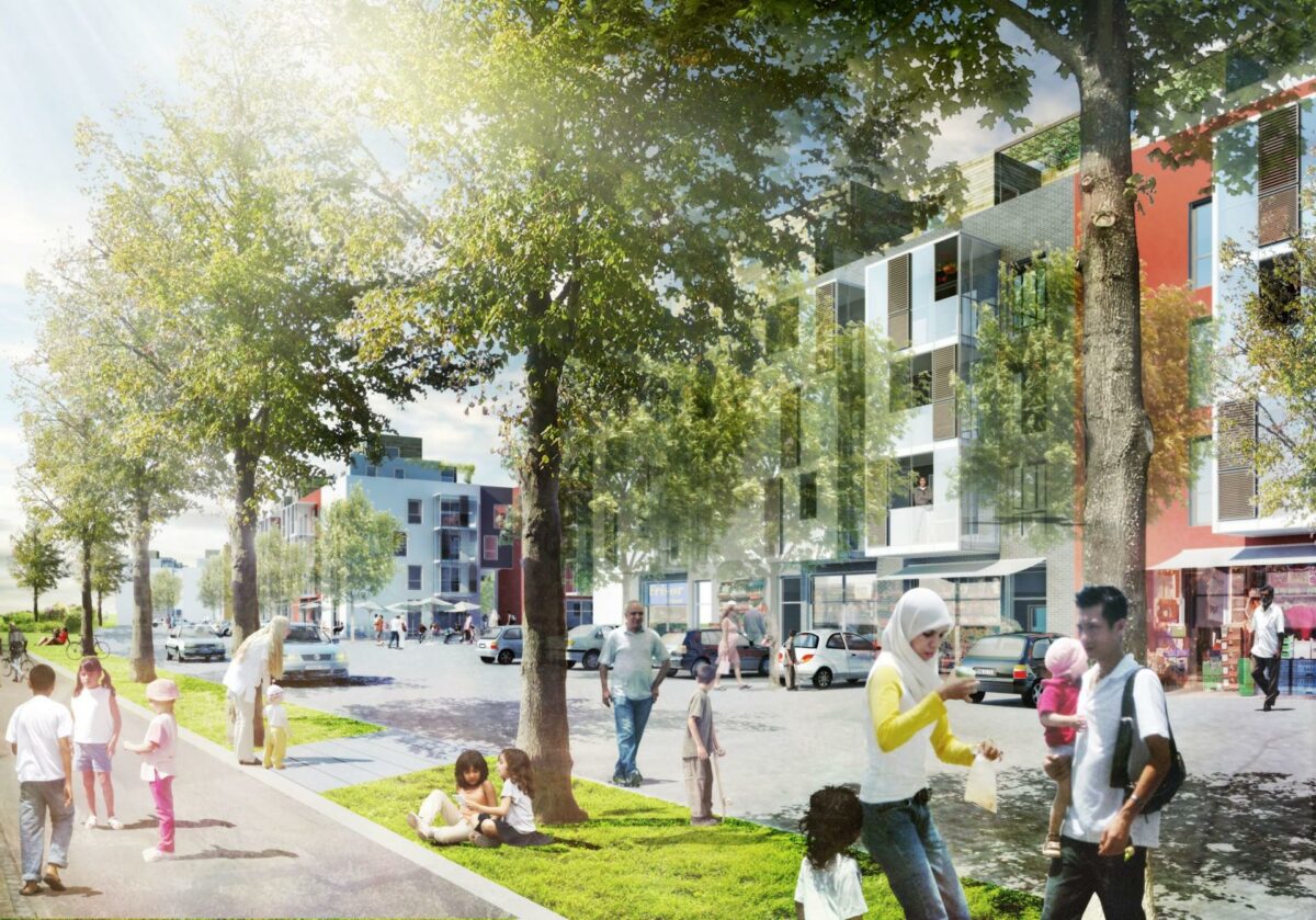 Beboerne i Mjølnerparken har med stort flertal stemt for helhedsplanen til 800 millioner kroner, der omfatter både nybyggeri, ombygning og renovering. Visualisering: KHS arkitekter.